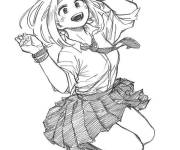 Coloriage Ochaco Uraraka styl&eacute;