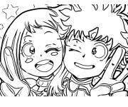 Coloriage Ochako Uraraka et Izuku Midoriya de My hero academia