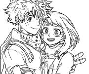 Coloriage Ochako Uraraka et Izuku Midoriya MHA