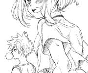 Coloriage Ochako Uraraka et Katsuki Bakugo de My hero academia