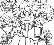Coloriage Personnages principaux Izuku, Katsuki, Shouto et Ochako de My her