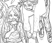 Coloriage Scène de Rumi Usagiyama et Faucons My hero academia