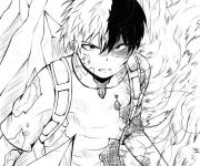 Coloriage Sc&egrave;ne de Shoto Todoroki en action MHA