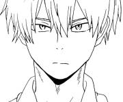 Coloriage Todoroki avec le regards s&eacute;rieux MHA