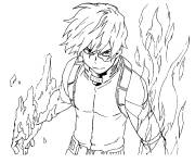 Coloriage Todoroki en feu My hero academia
