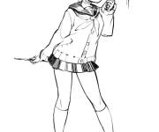 Coloriage Toga dessin avec armes magique d'anime My hero academia