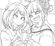 Coloriage Toga re&ccedil;oit un cadeau My hero academia