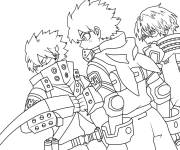 Coloriage Trois jeunes gar&ccedil;ons du film My hero academia