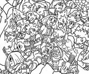 Coloriage Un poster avec tous les personnages du film My hero academia