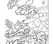 Coloriage Nintendo Bowser et Toad