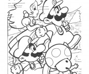 Coloriage Nintendo Mario Luigi Wario et Toad