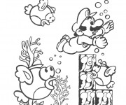 Coloriage Nintendo Super Mario dans La Mer