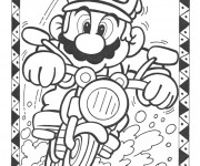 Coloriage Nintendo Super Mario sur Moto