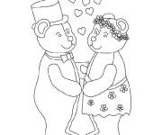 Coloriage Couple nounours pendant leurs mariage
