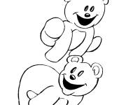 Coloriage Deux Nounours en jouant