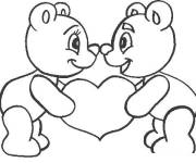 Coloriage Deux Nounours et coeur