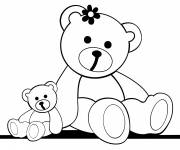 Coloriage Gros Nounours et petit jouet