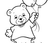 Coloriage et dessins gratuit Jolie Nounours avec deux ballons à imprimer