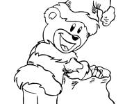 Coloriage Jouet Nounours apporte les cadeaux de noel