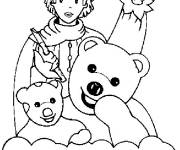 Coloriage Le marchand de sable et nounours mignon