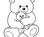 Coloriage M&egrave;re nounours avec son petit