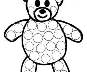 Coloriage Nounours a gommettes en noir et blanc