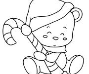 Coloriage Nounours avec bonbons de Noel