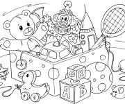 Coloriage et dessins gratuit Nounours avec d'autres jouets dans la boite à imprimer
