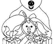Coloriage Nounours avec des cadeaux de Noel