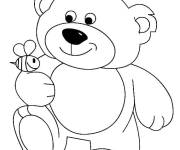 Coloriage et dessins gratuit Nounours avec l'abeille à imprimer