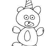 Coloriage Nounours avec un chapeau de fete