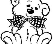 Coloriage et dessins gratuit Nounours avec un joli n&oelig;ud à imprimer