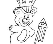 Coloriage Nounours c&eacute;l&egrave;bre la journ&eacute;e nationale