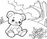 Coloriage et dessins gratuit Nounours dans la foret à imprimer
