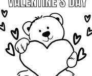 Coloriage Nounours en peluche pour Saint Valentin