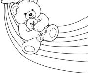 Coloriage Nounours en peluche sur arc en ciel