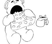 Coloriage Nounours en train de manger