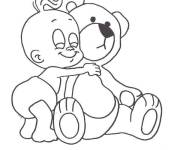 Coloriage Nounours et b&eacute;b&eacute;