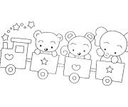 Coloriage et dessins gratuit Nounours jouant sur le train à imprimer