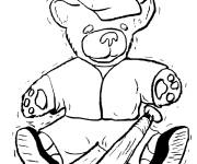 Coloriage Nounours joueur de Baseball