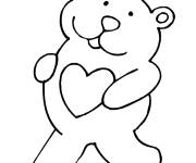 Coloriage Nounours simple avec un coeur