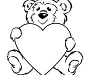 Coloriage Petit Nounours et coeur