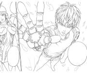 Coloriage Genos au combat