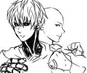 Coloriage Genos et Saitama, les deux superh&eacute;ros de l'anime One Punch Man