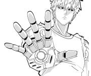 Coloriage Genos levant sa main