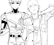 Coloriage Jenosu et Saitama de manga