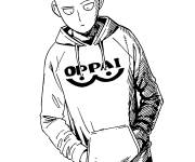 Coloriage Le triste Saitama portant un sweat &agrave; capuche