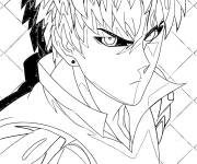 Coloriage Le visage de Genos exprime la col&egrave;re
