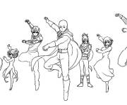 Coloriage et dessins gratuit Personnages de One-Punch Man en dansant à imprimer