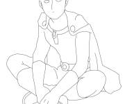 Coloriage Saitama assis dessin&eacute; &agrave; la main